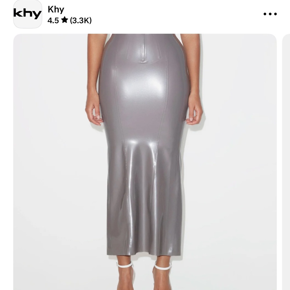 POSTER GIRL Metallic Gray Maxi Skirt